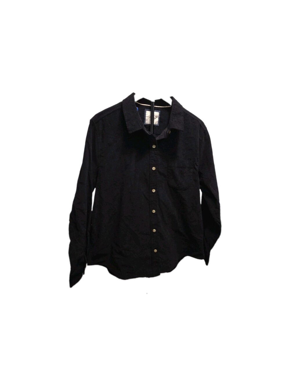 JACHS Girlfriend Black Corduroy Button Down Shirt Women Large NWT Cotton Stretch